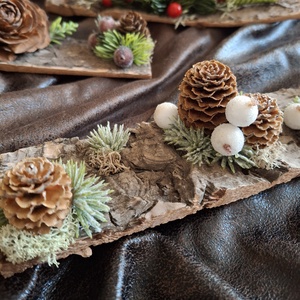 Ünnepi kis asztaldísz - hamvas - karácsony - karácsonyi lakásdekoráció - ünnepi asztaldekoráció - Meska.hu