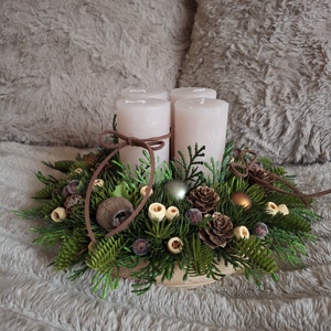 Adventi asztaldísz, erdei - karácsony - adventi díszek - adventi koszorú - Meska.hu
