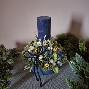 Kék asztaldísz gyertyával  - Meska.hu