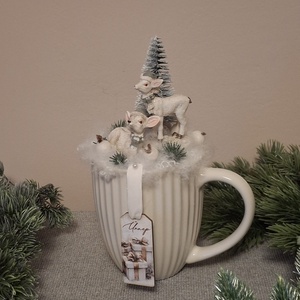 Őzis bögrés asztaldísz  - Meska.hu