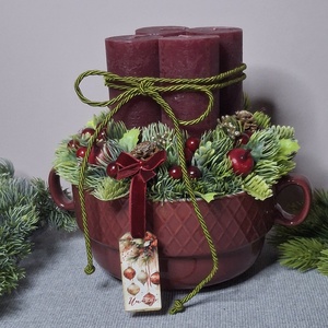 Bordó adventi koszorú - Meska.hu