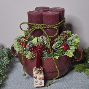 Bordó adventi koszorú - karácsony - adventi díszek - adventi koszorú - Meska.hu
