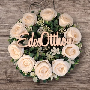 ÉDES OTTHON Buxus kopogtató rózsákkal, Otthon & Életmód, Dekoráció, Ajtó- és ablak dekoráció, Ajtódísz & Kopogtató, Mindenmás, MESKA