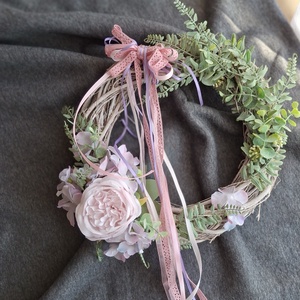 Romantikus bazsarózsás ajtódísz , Otthon & Életmód, Dekoráció, Ajtó- és ablak dekoráció, Ajtódísz & Kopogtató, Mindenmás, MESKA