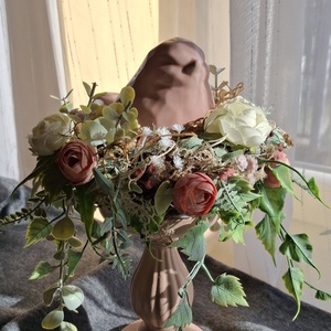 Virágos madárfészek, púder színű , Otthon & Életmód, Dekoráció, Asztal és polc dekoráció, Asztaldísz, Mindenmás, MESKA