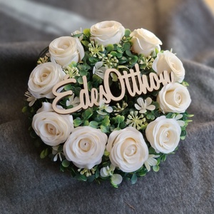 ÉDES OTTHON Buxus kopogtató rózsákkal - otthon & életmód - dekoráció - ajtó- és ablak dekoráció - ajtódísz & kopogtató - Meska.hu