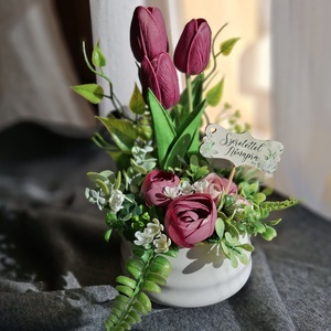 Tulipános asztaldísz , Otthon & Életmód, Virágdekoráció, Virágdíszek, Asztali virágdísz, Mindenmás, MESKA
