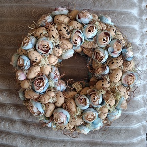 Tavaszi kopogtató vagy asztaldísz pici tojásokkal - otthon & életmód - dekoráció - ajtó- és ablak dekoráció - ajtódísz & kopogtató - Meska.hu