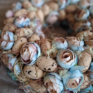 Tavaszi kopogtató vagy asztaldísz pici tojásokkal, Otthon & Életmód, Dekoráció, Ajtó- és ablak dekoráció, Ajtódísz & Kopogtató, Mindenmás, MESKA