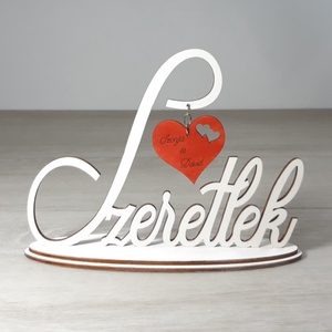 'Szeretlek' talpas felirat, gravírozható névvel - festett, Otthon & Lakás, Dekoráció, Dísztárgy, Festett tárgyak, Mindenmás, MESKA