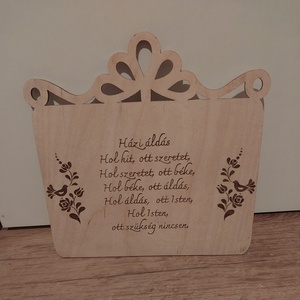Házi áldás, Otthon & Életmód, Dekoráció, Fali és függő dekoráció, Függődísz, Gravírozás, pirográfia, MESKA