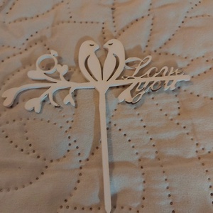 Fehér fa torta dísz love you, Esküvő, Dekoráció, Sütidísz, Gravírozás, pirográfia, MESKA