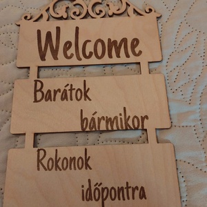Welcome, Otthon & Életmód, Dekoráció, Ajtó- és ablak dekoráció, Ajtódísz & Kopogtató, Gravírozás, pirográfia, MESKA