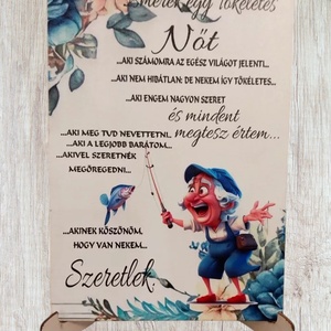 Nyomtatott Fa Horgász lány, Esküvő, Dekoráció, Asztaldísz, Mindenmás, MESKA