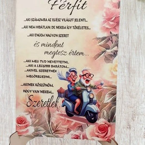 Nyomtatott Fa Motoros pár, Esküvő, Dekoráció, Asztaldísz, Mindenmás, MESKA