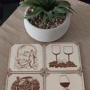Négyzet alakú tábla, Otthon & Életmód, Konyhafelszerelés, tálalás, Tálalás, Tányér- és poháralátét, Gravírozás, pirográfia, MESKA