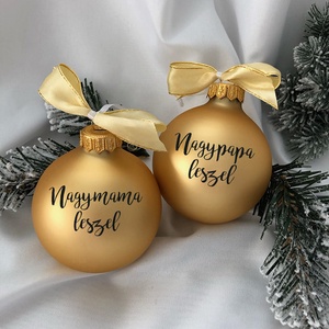 Karácsonyi gömb, egyedi, névre szóló felirattal - üveg karácsonyfa dísz  - Arany - karácsony - karácsonyi lakásdekoráció - karácsonyfadíszek - Meska.hu