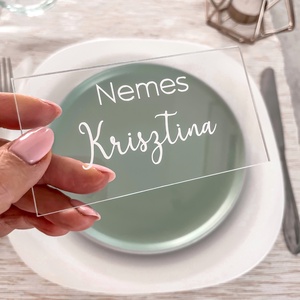 Plexi esküvői névtábla, ültetőkártya - ültető tábla - átlátszó - esküvő - meghívó & kártya - ültetési rend - Meska.hu