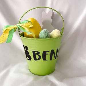 Húsvéti névre szóló tojásgyűjtő vödör gyerekeknek - zöld, Otthon & Lakás, Tárolás & Rendszerezés, Tárolókosár, Mindenmás, Meska