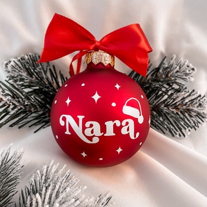 Névre szóló karácsonyi üveggömb - Santa, Karácsony, Karácsonyi lakásdekoráció, Karácsonyfadíszek, Üvegművészet, MESKA