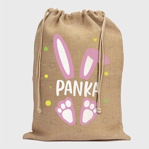 Névre szóló húsvéti zsák - rózsaszín juta 2 - Meska.hu