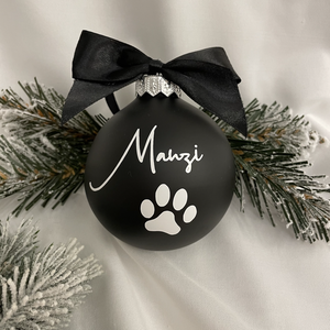 Névre szóló üveg karácsonyfa dísz  - Fekete - karácsony - karácsonyi lakásdekoráció - karácsonyfadíszek - Meska.hu