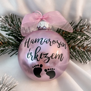 Hamarosan érkezem - karácsonyi üveggömb - Rózsaszín - Meska.hu
