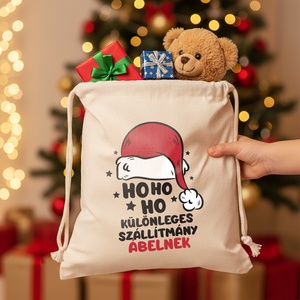 Névre szóló mikulás zsák - Ho Ho Ho - 101316, Karácsony, Karácsonyi ajándékozás, Karácsonyi ajándékcsomagolás, Mindenmás, MESKA