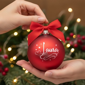 Karácsonyi üveg díszgömb egyedi névvel - 100023, Karácsony, Karácsonyi lakásdekoráció, Karácsonyfadíszek, Üvegművészet, MESKA