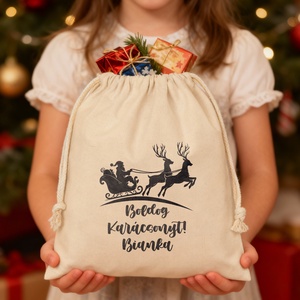 Névre szóló mikulás zsák - Télapó szán - 101331, Karácsony, Mikulás, Mikulás zsák, Mindenmás, MESKA