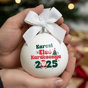 Névre szóló üveg karácsonyfa dísz  - Első karácsony 2025 - Meska.hu