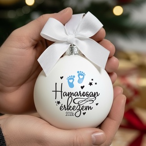 Hamarosan érkezem 2026 karácsonyi gömb - üveg karácsonyfa dísz, Karácsony, Karácsonyi lakásdekoráció, Karácsonyfadíszek, Üvegművészet, MESKA