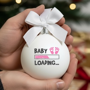 Baby loading karácsonyi gömb - üveg karácsonyfa dísz  - Rózsaszín, Karácsony, Karácsonyi lakásdekoráció, Karácsonyfadíszek, Üvegművészet, MESKA