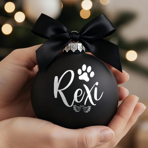 Megemlékezős karácsonyi gömb házikedvencnek - névre szóló üveg karácsonyfa dísz, Karácsony, Karácsonyi lakásdekoráció, Karácsonyfadíszek, Üvegművészet, MESKA