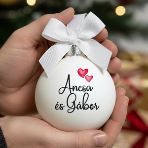 Névre szóló üveg karácsonyfa dísz  - Fehér - Pároknak - Meska.hu