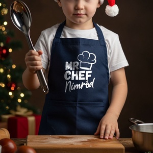 Névre szóló gyerek kötény - Mr Chef, Otthon & Életmód, Konyhafelszerelés, tálalás, Konyhai textil, Kötény, Mindenmás, MESKA