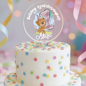 Névre szóló tortadísz - Macis - tortabeszúró első szülinapra, Otthon & Életmód, Konyhafelszerelés, tálalás, Sütés, főzés, Sütidísz, Mindenmás, MESKA