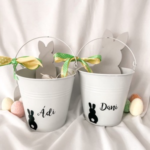 Húsvéti névre szóló tojásgyűjtő vödör gyerekeknek - fehér - otthon & életmód - tárolás & rendszerezés - tárolókosár - Meska.hu