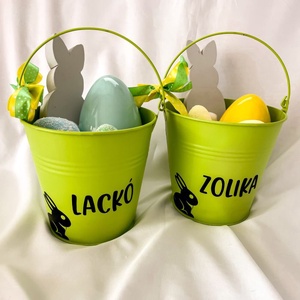Húsvéti névre szóló tojásgyűjtő vödör gyerekeknek - zöld - otthon & életmód - tárolás & rendszerezés - tárolókosár - Meska.hu