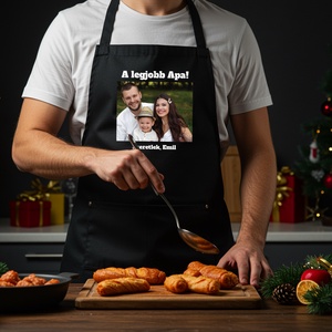 Apák napi konyhai kötény - saját fényképpel, üzenettel - Meska.hu