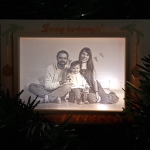 Egyedi világító litofán kép személyre szabható keretben karácsonyra, Karácsony, Karácsonyi lakásdekoráció, Karácsonyi lakásdíszek, Fotó, grafika, rajz, illusztráció, Mindenmás, MESKA