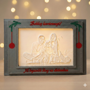 Egyedi világító litofán kép személyre szabható keretben karácsonyra - karácsony - karácsonyi lakásdekoráció - karácsonyi lakásdíszek - Meska.hu