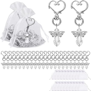 Angyalkás kulcstartó szett organza tasakkal , Esküvő, Emlék & Ajándék, Köszönőajándék, Üvegművészet, MESKA