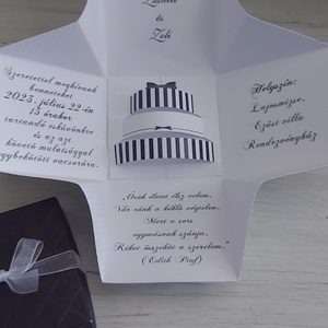 Dobozos, 3 d-s esküvői meghívó, romantikus kivitelezésben - Meska.hu