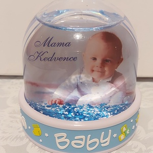 Baby feliratos egyedi fényképes hógömb , Karácsony, Karácsonyi ruházat, Karácsonyi ruha kiegészítők, Fotó, grafika, rajz, illusztráció, MESKA