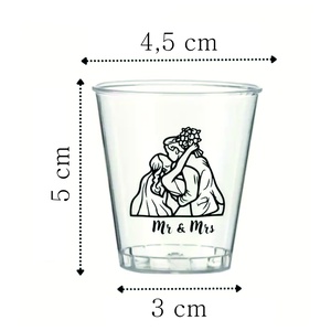 Esküvői átlátszó műanyag, eldobható pohár , mintával  - esküvő - emlék & ajándék - köszönőajándék - Meska.hu