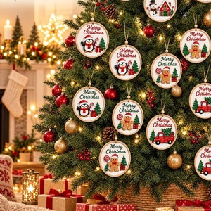 Dekoratív karácsonyi fa díszek, Karácsony, Karácsonyi lakásdekoráció, Karácsonyfadíszek, Famegmunkálás, Festészet, MESKA