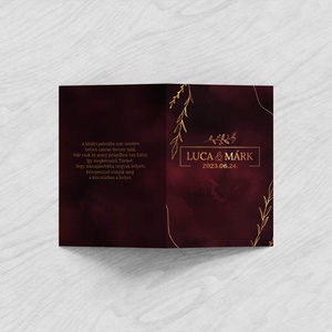 Elegáns bordó kinyithatós esküvői meghívó - esküvő - meghívó & kártya - meghívó - Meska.hu