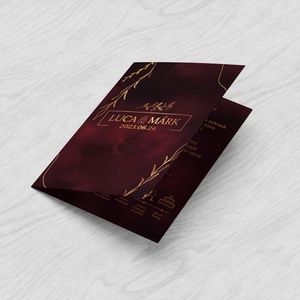 Elegáns bordó kinyithatós esküvői meghívó, Esküvő, Meghívó & Kártya, Meghívó, Fotó, grafika, rajz, illusztráció, MESKA