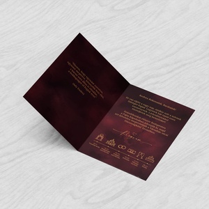 Elegáns bordó kinyithatós esküvői meghívó - esküvő - meghívó & kártya - meghívó - Meska.hu